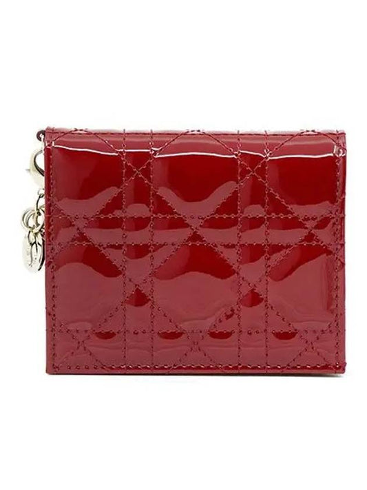 Patent Cannage Calfskin Mini Lady Wallet Cherry Red - DIOR - BALAAN 2