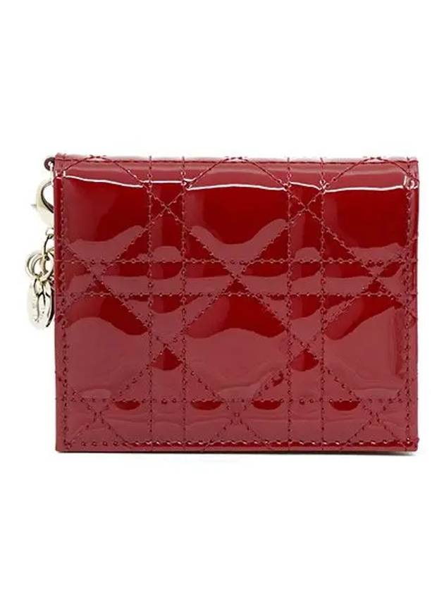 Lady Patent Cannage Calfskin Small Wallet Cherry Red - DIOR - BALAAN 2