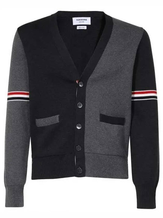 Funmix Cotton ArmBand V-Neck Cardigan Tonal Grey - THOM BROWNE - BALAAN 2