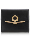 Gancini Leather Half Wallet Black - SALVATORE FERRAGAMO - BALAAN.