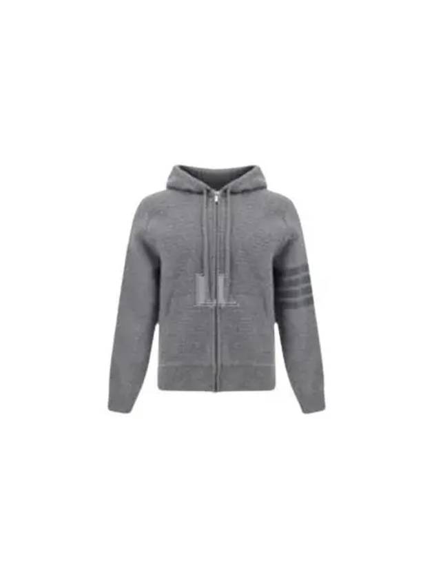 4 Bar Cashmere Lambswool Zip Up Hoodie Light Grey - THOM BROWNE - BALAAN 2