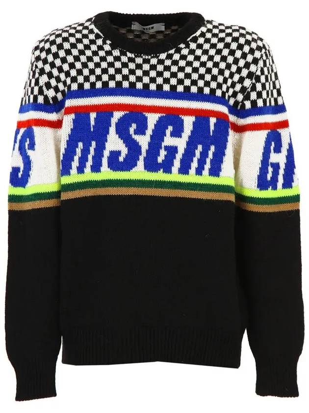 11th Anniversary Color Block Logo Check Knit Black 021375 200 - MSGM - BALAAN 1