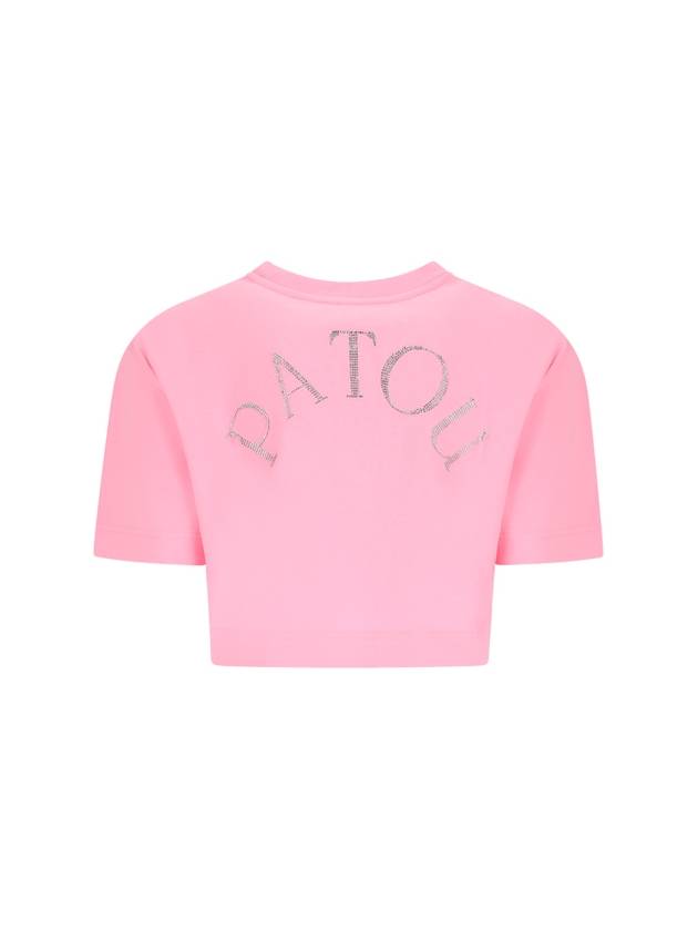 Logo Crop Cotton Short Sleeve T-Shirt Pink - PATOU - BALAAN 3