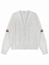 Milano Stitch Sprite Armband Cotton V-neck Cardigan White - THOM BROWNE - BALAAN 2