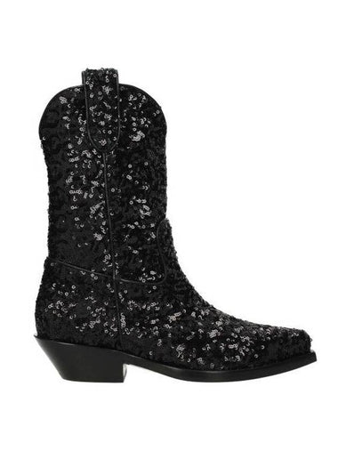 Gaucho Sequin Lace Chelsea Boots Black - DOLCE&GABBANA - BALAAN 1