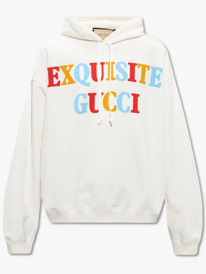 Logo Cotton Hoodie Off White - GUCCI - BALAAN 2