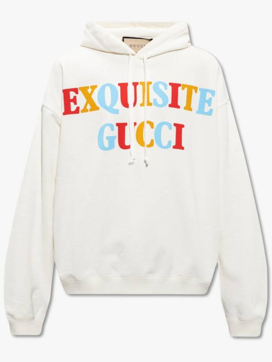 Logo Cotton Hoodie Off White - GUCCI - BALAAN 2