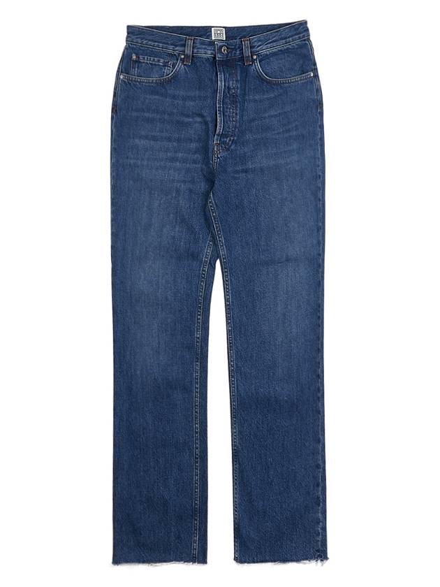 High Waist Cropped Straight Jeans Blue - TOTEME - BALAAN 2