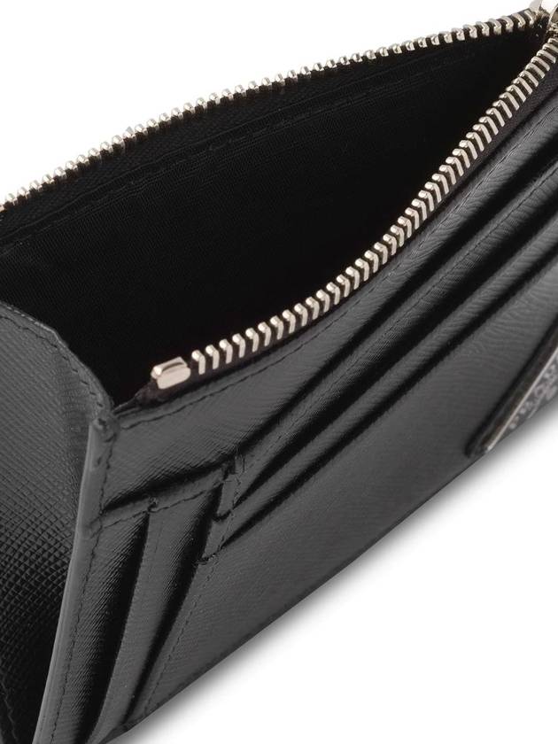 Triangular Logo Saffiano Card Wallet Black - PRADA - BALAAN 4