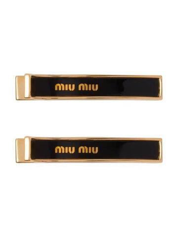 Engraved Logo Hair Pin Set Black - MIU MIU - BALAAN 1