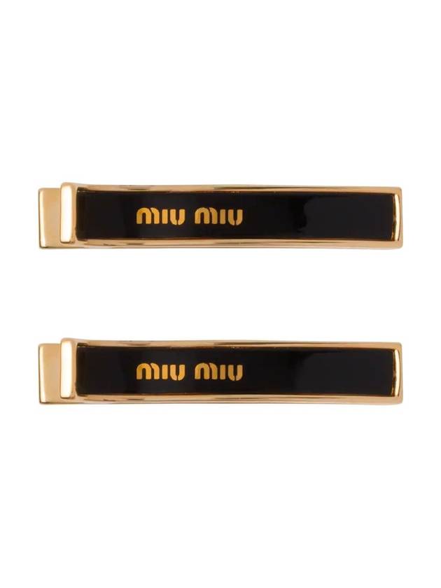 Women's Logo Metal Hair Clip Black - MIU MIU - BALAAN 1