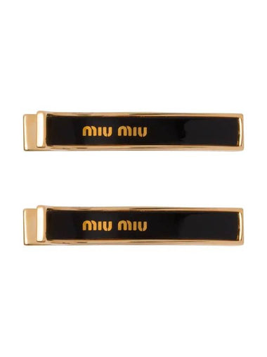 Women's Logo Metal Hair Clip Black - MIU MIU - BALAAN 1