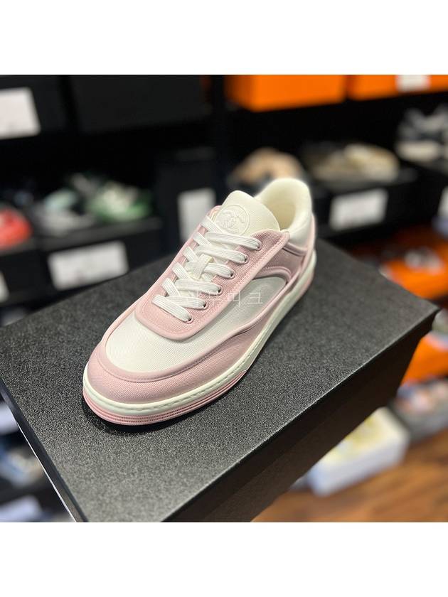 CC Logo Tennis Sneakers Pink White G37488 - CHANEL - BALAAN 1