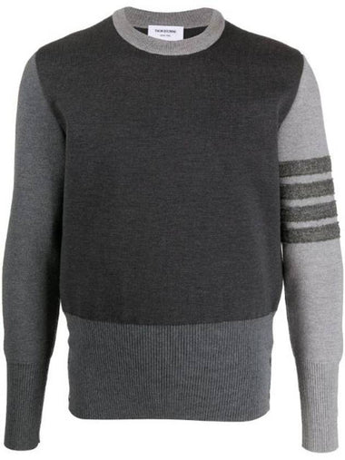 4 Bar Fun Mix Shetland Wool Knit Top Grey - THOM BROWNE - BALAAN 1