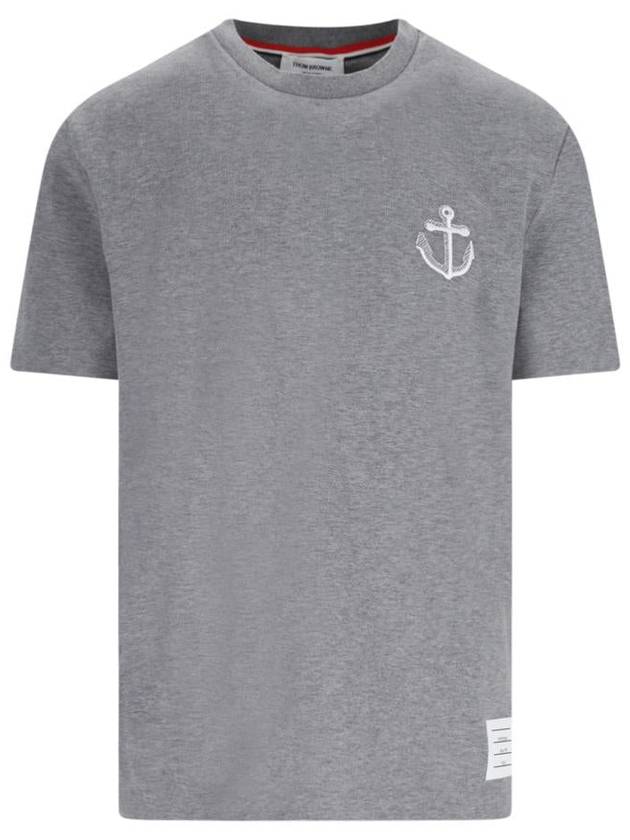 Midweight Jersey Anchor Short Sleeve T-Shirt Light Grey - THOM BROWNE - BALAAN 2