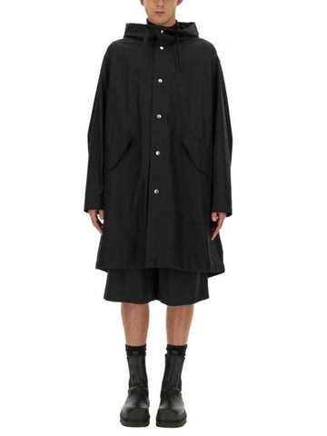 Back Logo Print Hooded Jacket Black - JIL SANDER - BALAAN 1