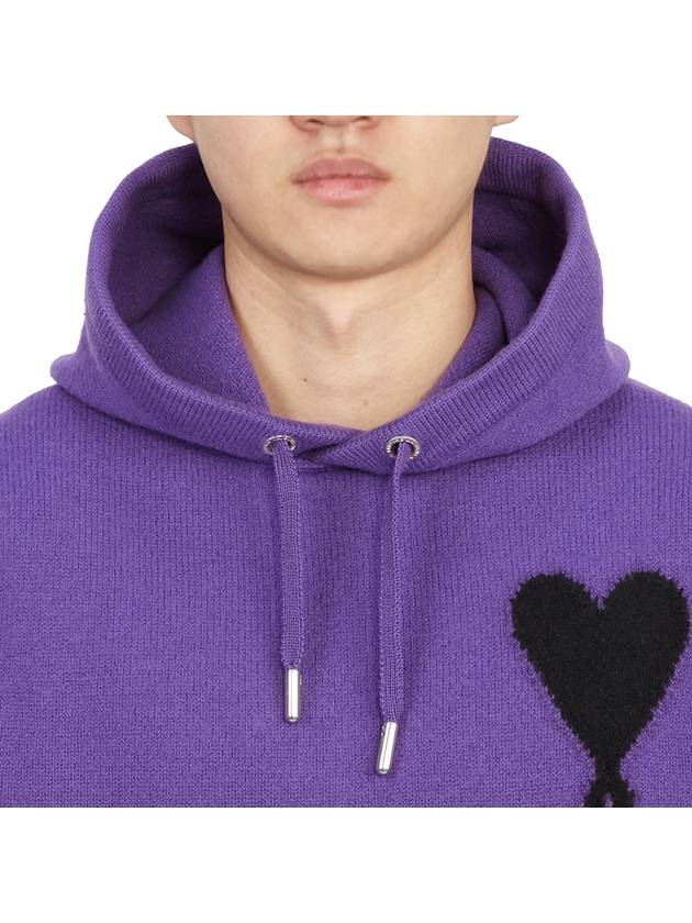 Big Heart Logo Wool Hoodie Purple - AMI - BALAAN 7