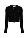 Bea ORB Embroidered Logo Crop Cardigan Black - VIVIENNE WESTWOOD - BALAAN 1