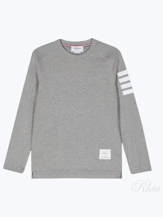 4-Bar Striped Cotton Long Sleeve T-Shirt Light Grey - THOM BROWNE - BALAAN 2