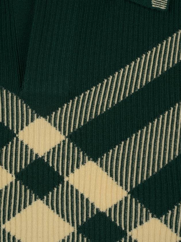 Checked Wool Polo Knit Top Green - BURBERRY - BALAAN 4