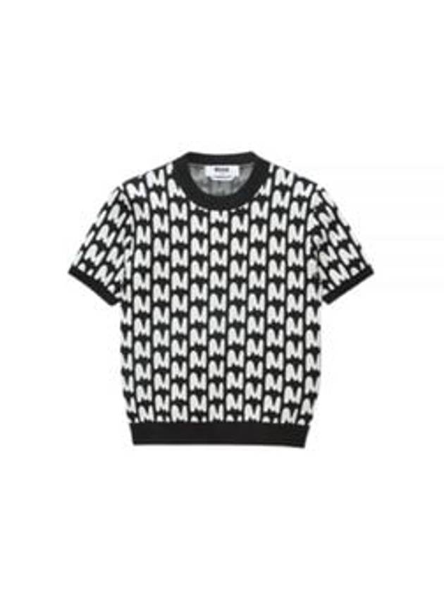 Jacquard TheMwave Short Sleeve Knit Top Black - MSGM - BALAAN 2