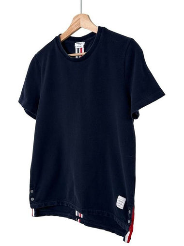 2 TB Men s RWB Logo Patch Crew Neck Short Sleeve T Shirt Navy - THOM BROWNE - BALAAN 1