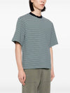 Striped Milano Rib Crewneck Cotton Short Sleeve T-Shirt Green - THOM BROWNE - BALAAN 5