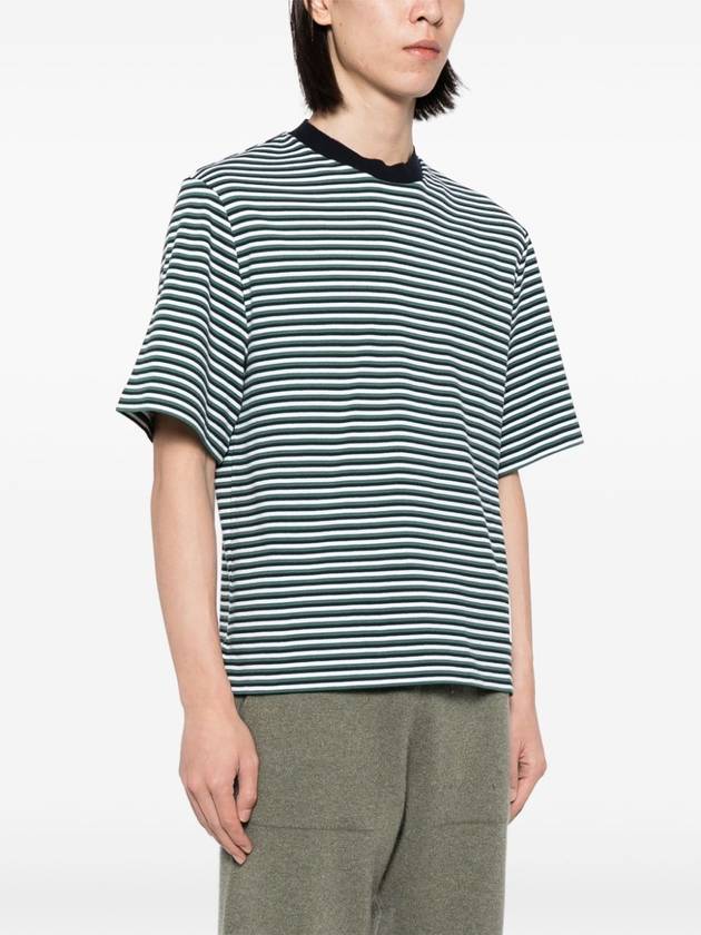 Striped Milano Rib Crewneck Cotton Short Sleeve T-Shirt Green - THOM BROWNE - BALAAN 5