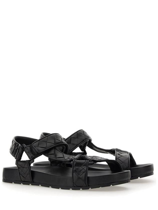 Trip Intrecciato Leather Sandals Black - BOTTEGA VENETA - BALAAN 3