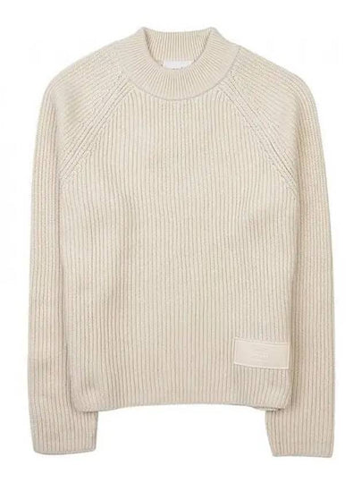 Logo Patch Basic Knit Top Ivory - AMI - BALAAN 2