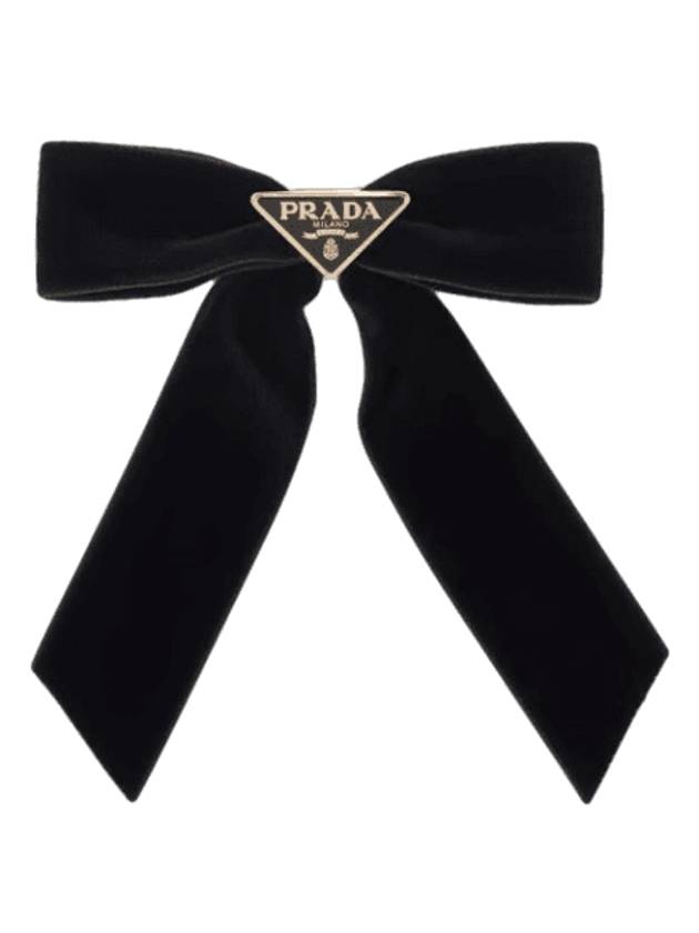 Velvet Hair Clip Black - PRADA - BALAAN 1