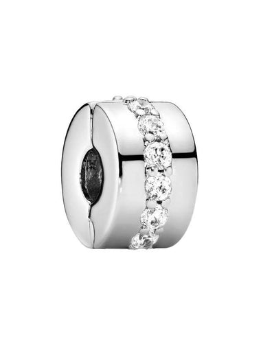 Sparkling Row Clip Bracelet Charm Silver - PANDORA - BALAAN 1