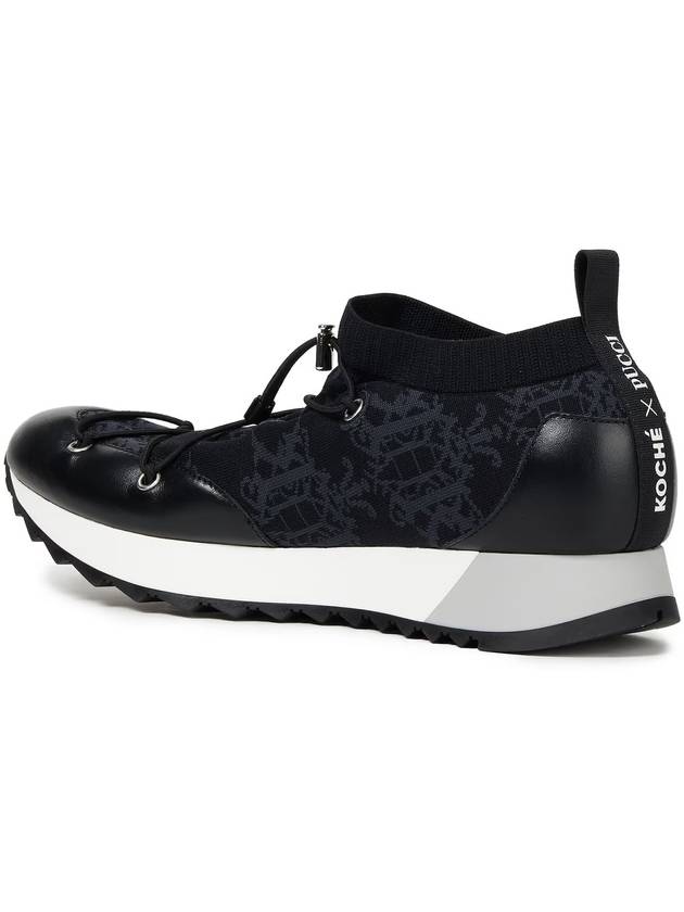 Emilio Pucci x EMILIO PUCCI Leather and jacquardknit sneakers - KOCHE - BALAAN 2
