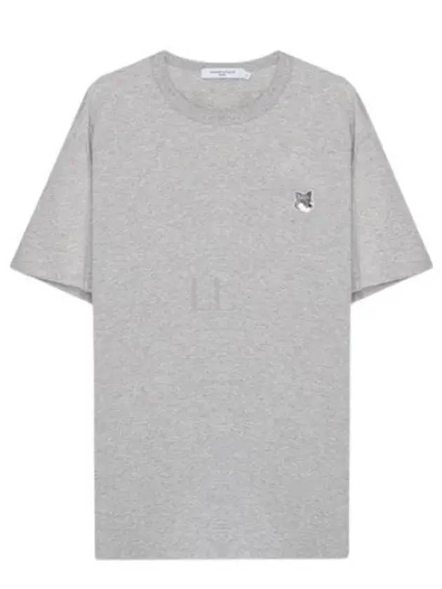 Grey Fox Head Patch Classic Short Sleeve T-Shirt Grey Melange - MAISON KITSUNE - BALAAN 2