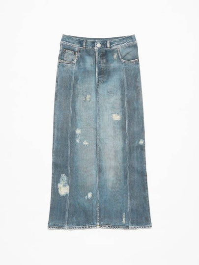 Print Rib Cotton Denim H-Line Skirt Blue - ACNE STUDIOS - BALAAN 2