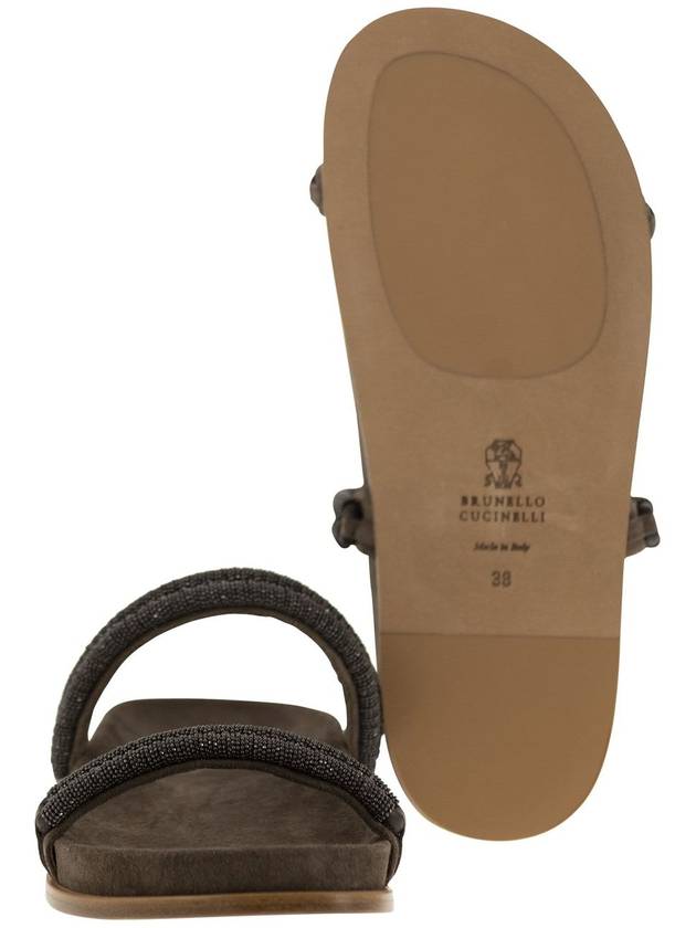 Double Straps Suede Slippers Brown - BRUNELLO CUCINELLI - BALAAN 6