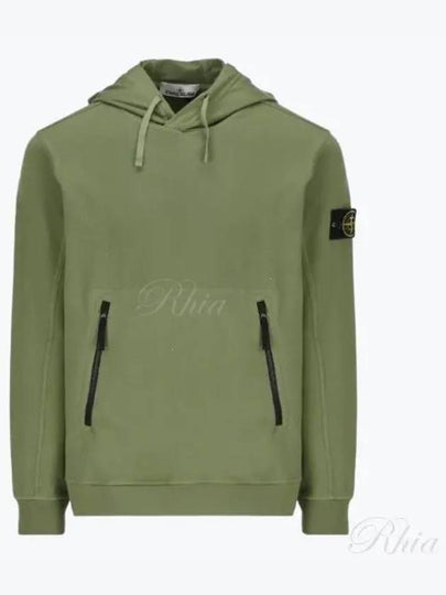 Cotton Waffen Patch Hoodie Sage Green - STONE ISLAND - BALAAN 2