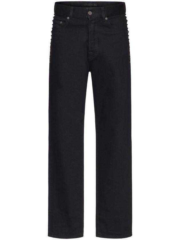 Men's Untitled Studded Denim Jeans Black - VALENTINO - BALAAN 1