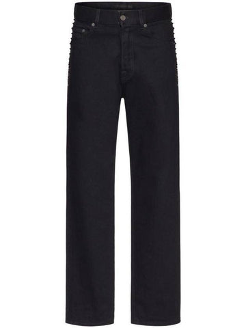 Men's Untitled Studded Denim Jeans Black - VALENTINO - BALAAN 1