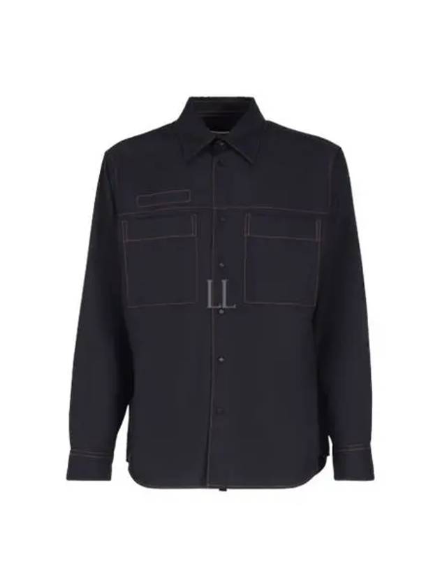 Classic Collar Virgin Wool Long Sleeve Shirt Blue - MARNI - BALAAN 2