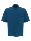 Cotton Popeline Short Sleeve Shirt Blue - CP COMPANY - BALAAN 2