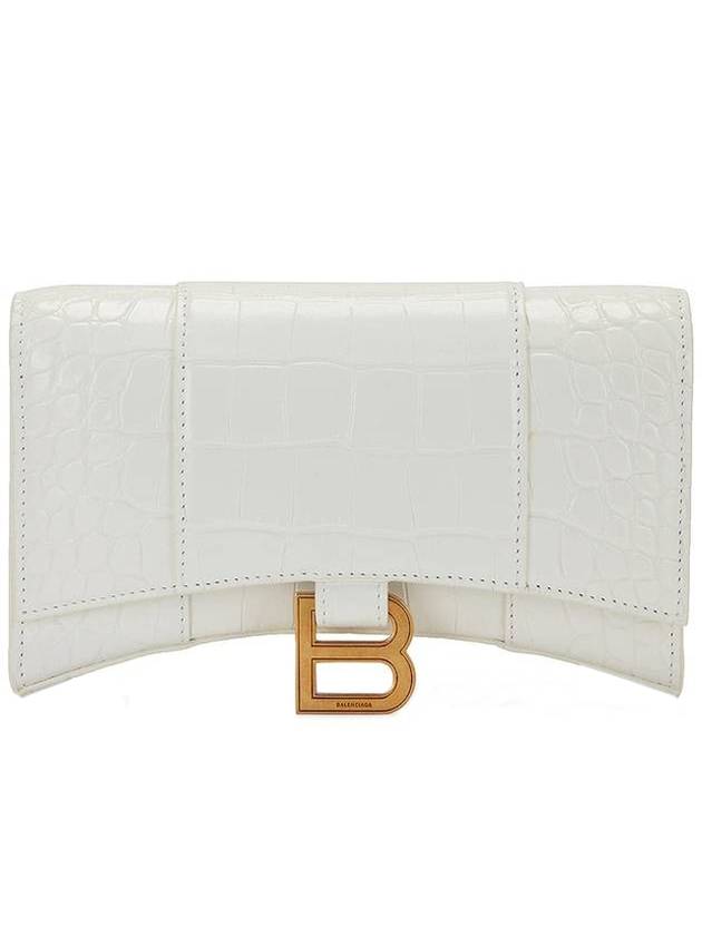 Hourglass Chain Crocodile Embossed Calfskin Medium Wallet White - BALENCIAGA - BALAAN 1