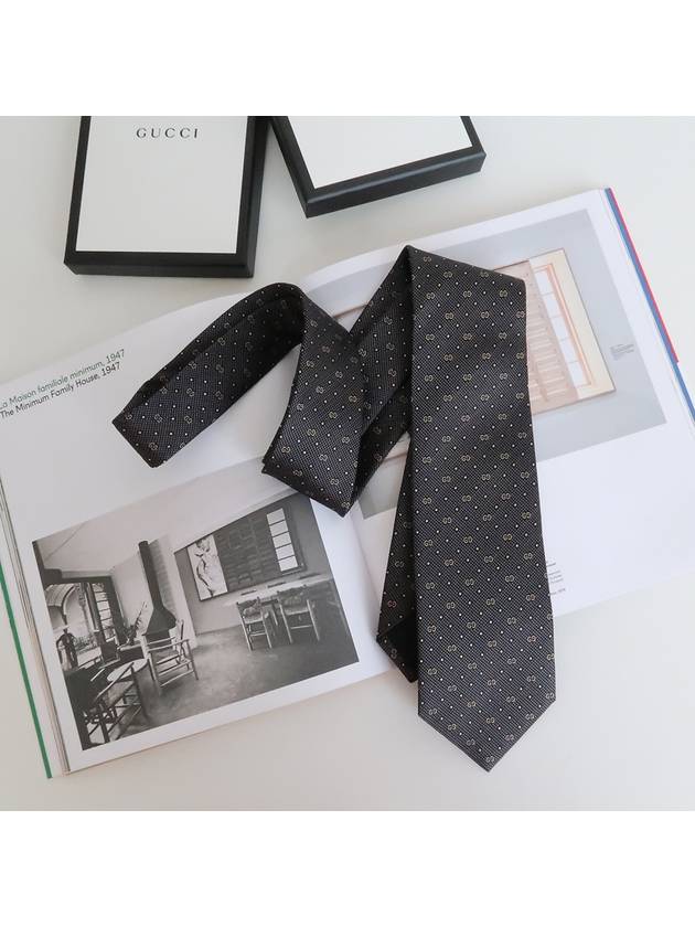 GG Dot Pattern Silk Tie Black - GUCCI - BALAAN 6