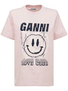 Love Club Smiley Short Sleeve T-Shirt Light Pink - GANNI - BALAAN 1