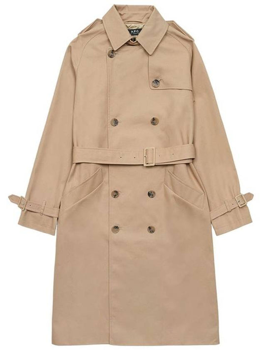 Greta Double Breasted Cotton Trench Coat Beige - A.P.C. - BALAAN 2