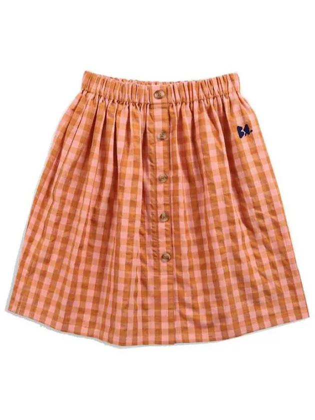 Kids Logo Check Skirt Orange 122AC093 810 - BOBO CHOSES - BALAAN 1