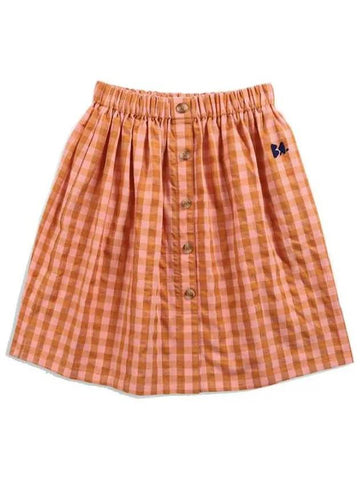 Kids Logo Check Skirt Orange 122AC093 810 - BOBO CHOSES - BALAAN 1