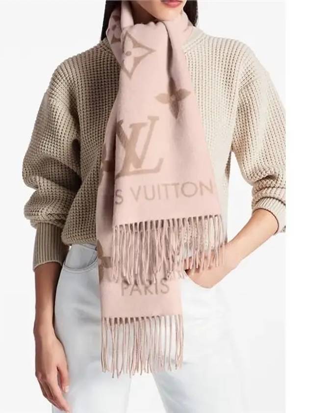 Reykjavik Monogram Cashmere Scarf Beige Rose - LOUIS VUITTON - BALAAN 7