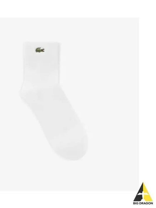 Men s Basic Solid Pique Medium Neck Socks White - LACOSTE - BALAAN 1