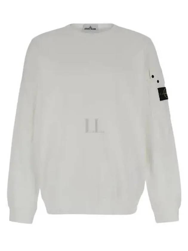 Brushed Organic Cotton Fleece Sweatshirt White - STONE ISLAND - BALAAN 2